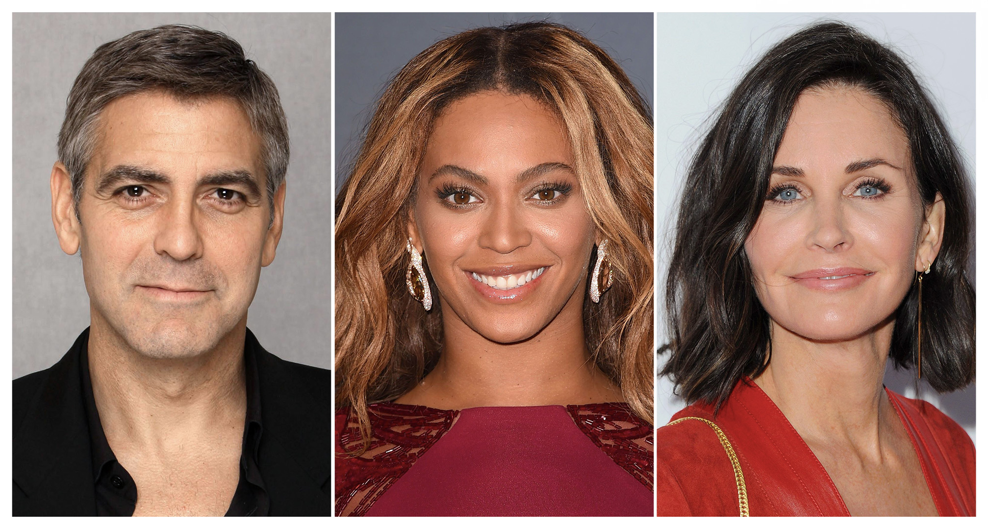 George Clooney, Beyoncé és Courtney Cox kollázsa