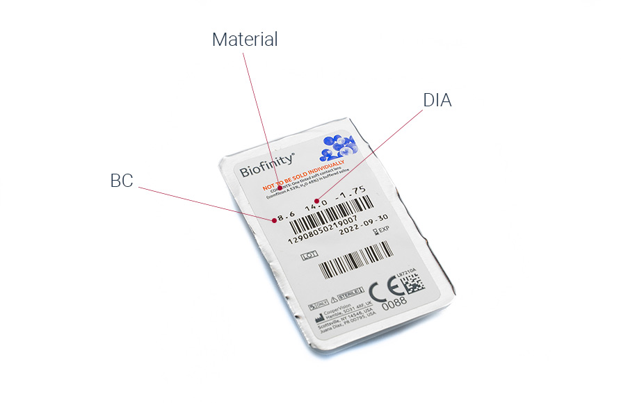 Kontaktlencse buborékfólia és paraméterek