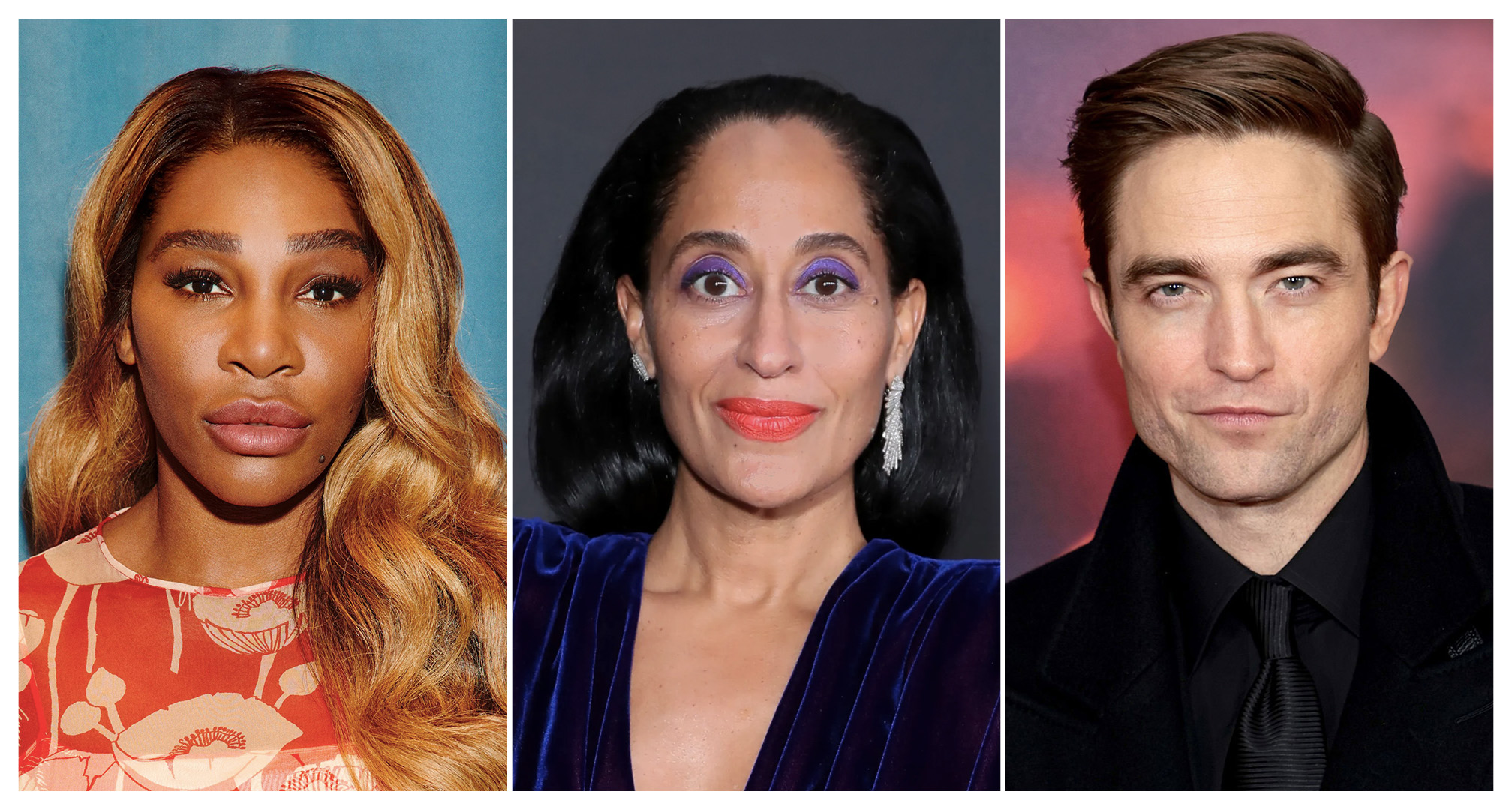 Serena Williams, Tracee Ellis Ross és Robert Pattinson kollázsa