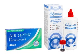 Air Optix Plus Hydraglyde for Astigmatism (6 lencse) + Oxynate Peroxide 380 ml tokkal