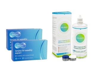 Lenjoy Bi-weekly Aqua+ (12 lencse) + Solunate Multi-Purpose 400 ml tokkal